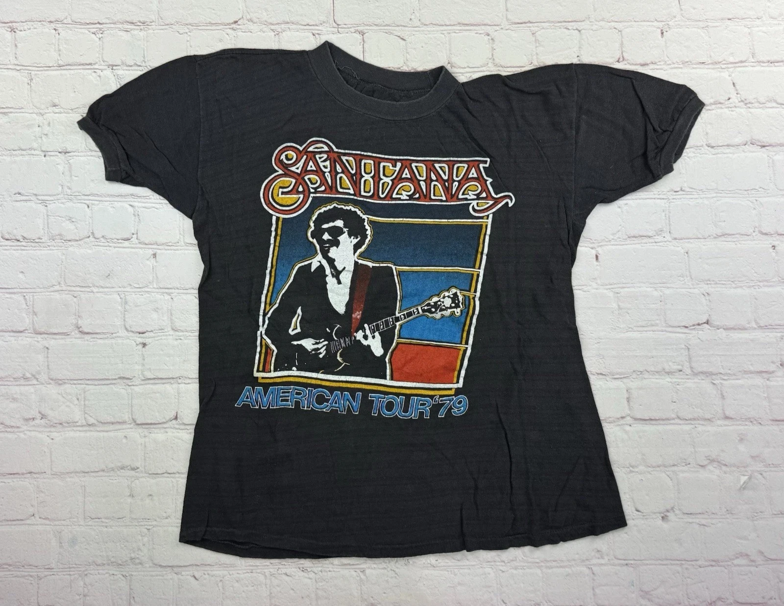 

Rare Vintage 70s 1979 Santana Band Tour T Shirt Size S/M Single Stitch American T-shirt Men Short-sleeved Women Cotton Top