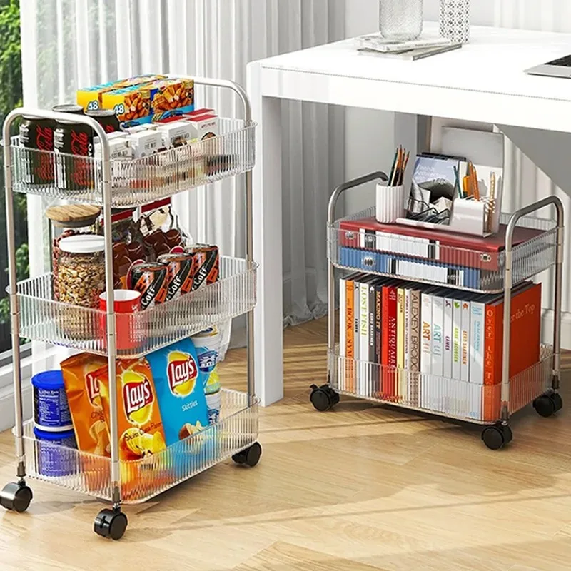 2/3/4-stöckiges mobiles Regal mit Rollen, mehrstöckiges Aufbewahrungsregal, Heimwagen für Snacks, Kosmetik, Kleinteile, Organizer, Rollwagen
