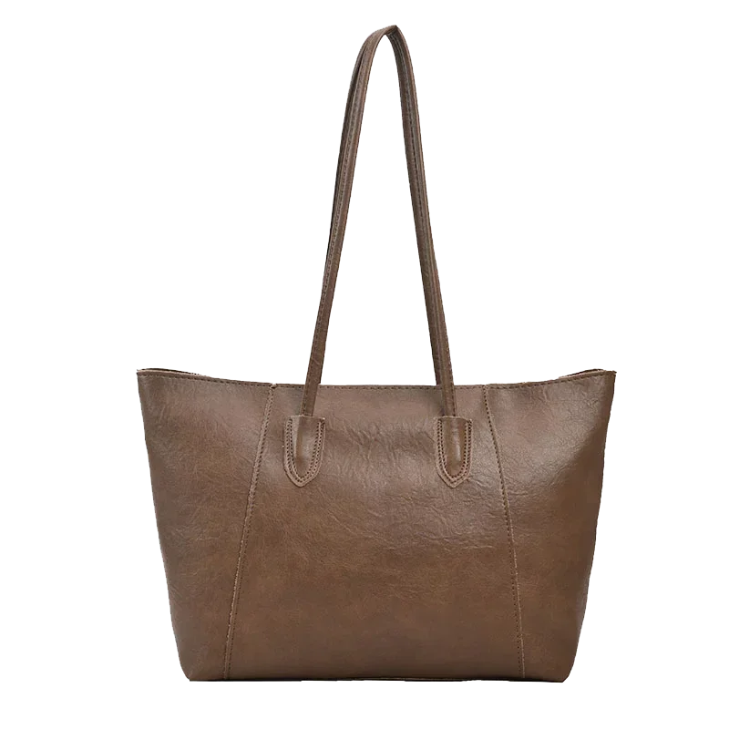 Bolsos de hombro de gran capacidad de PU sólido para mujer, bolsos de mano Clásicos informales, Totalizador versátil de alta calidad, gran oferta, 2024