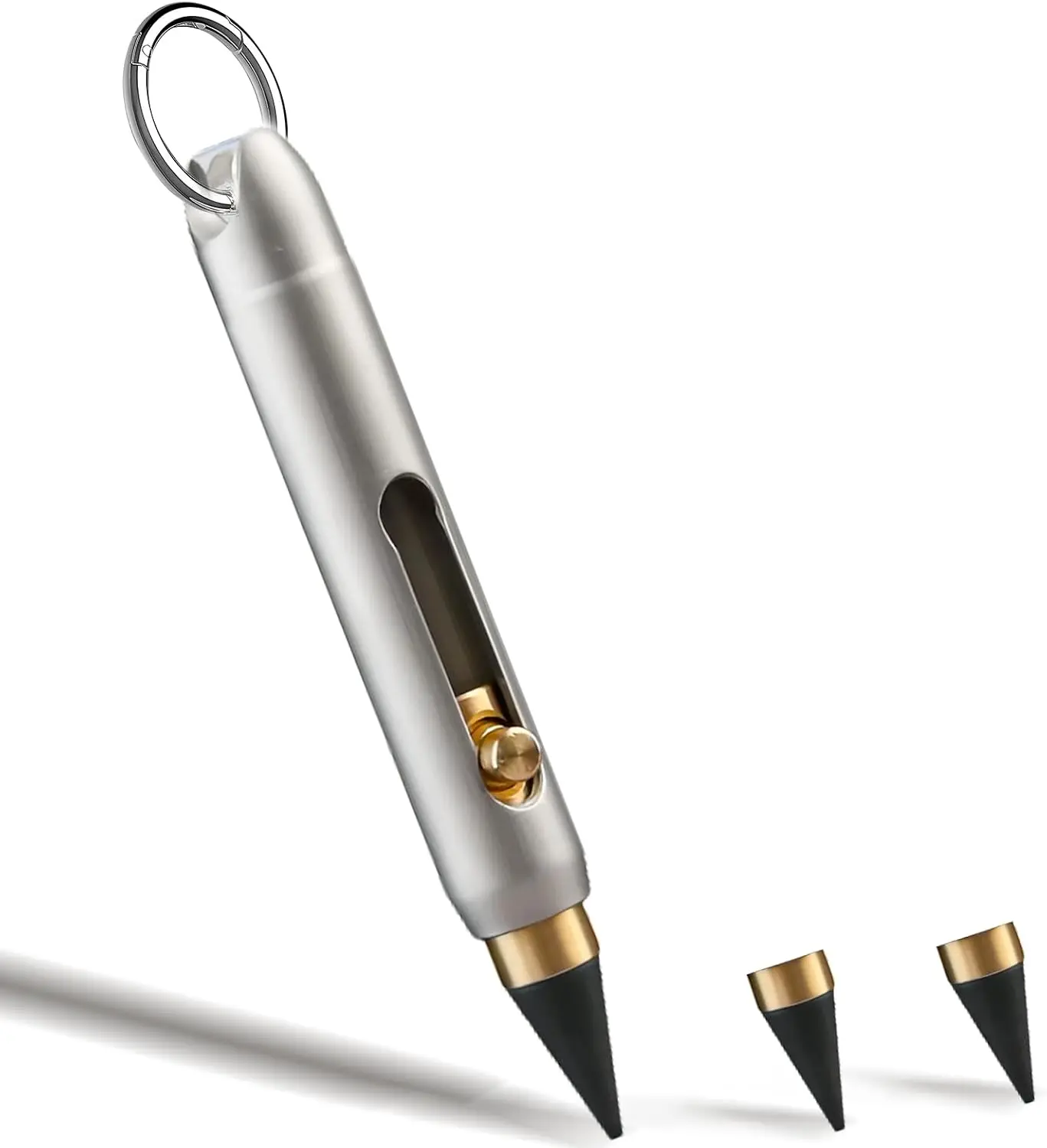 Titanium Mini Pencil,Inkless Writing EDC Pen with Keychain&Graphite Tip,for Writing | Mini Mechanical Pencil Keychain for Office