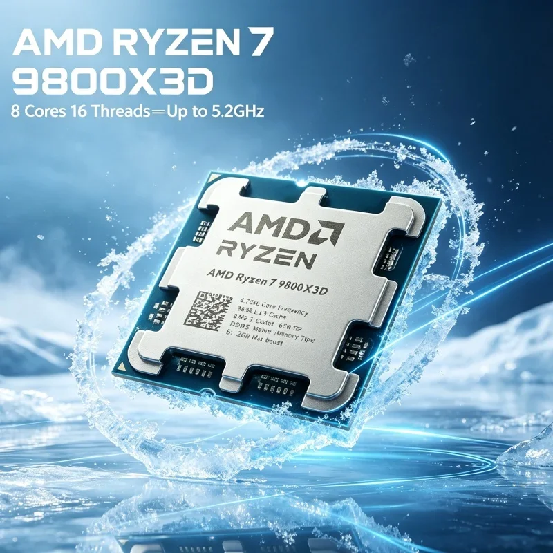 AMD Ryzen 7 9800X3D Gaming CPU 8 Core 16 Thread 96MB L3 Cache 5.2GHz AM5 Socket DDR5 4NM 120W Desktop Processor
