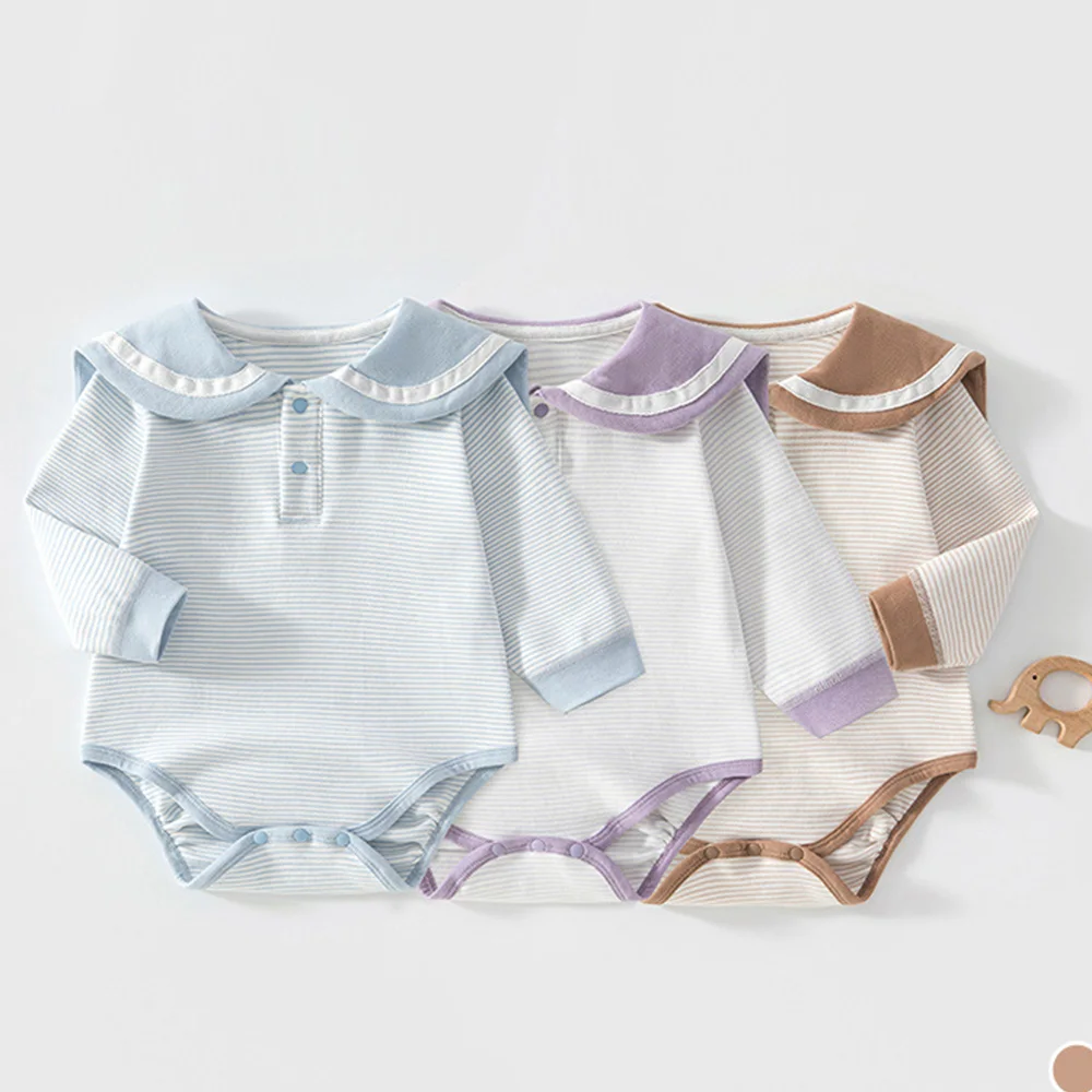 Baby Girl Bodysuit Long Sleeve Cotton Striped Spring Autumn Infant Boutique Clothing Baby Rompers High Quality