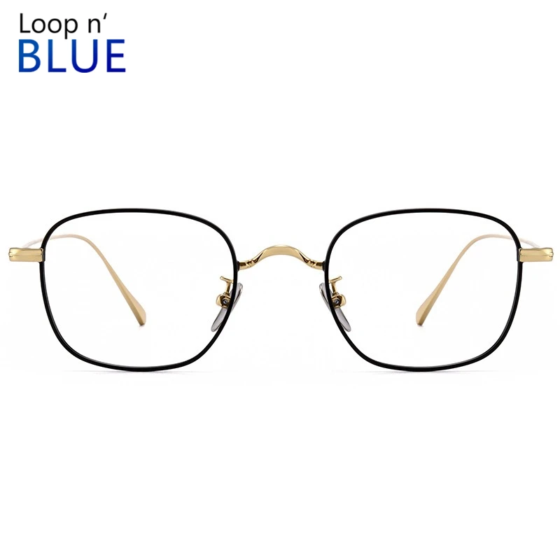 LOOPNBLUE New Retro Simple Fashion Eyeglass Frames  Titanium  Glasses Customizable Prescription Eyewear