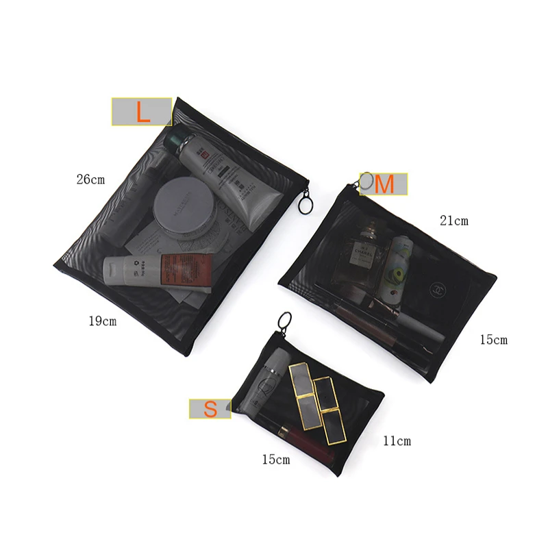 Black Mesh Travel Makeup Bag 6