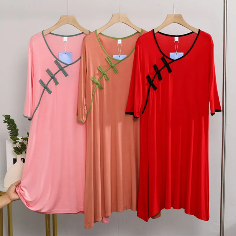 Half-length Sleepwear Women\'s Nightgowns Loose Comfortable Modal Night Dress Spring Autumn Nightwear Shirt Casual Homewear