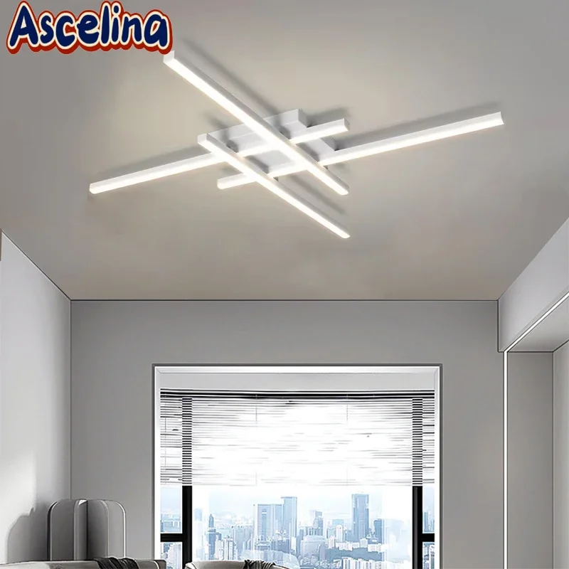 LED Modern Ceiling Light Creative Line 30/40/50cm Aluminum Lamps For Bedroom Living Room Hallway Coffee Bar Indoor Illumination