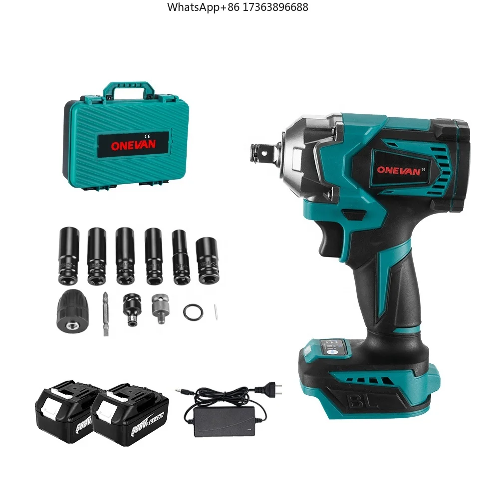 

ONEVAN 1200N.M Brushless Electric Impact Wrench 3 Funtion 1/2 Inch Cordless Screwdriver Electric Drill for Makita 18V Battery