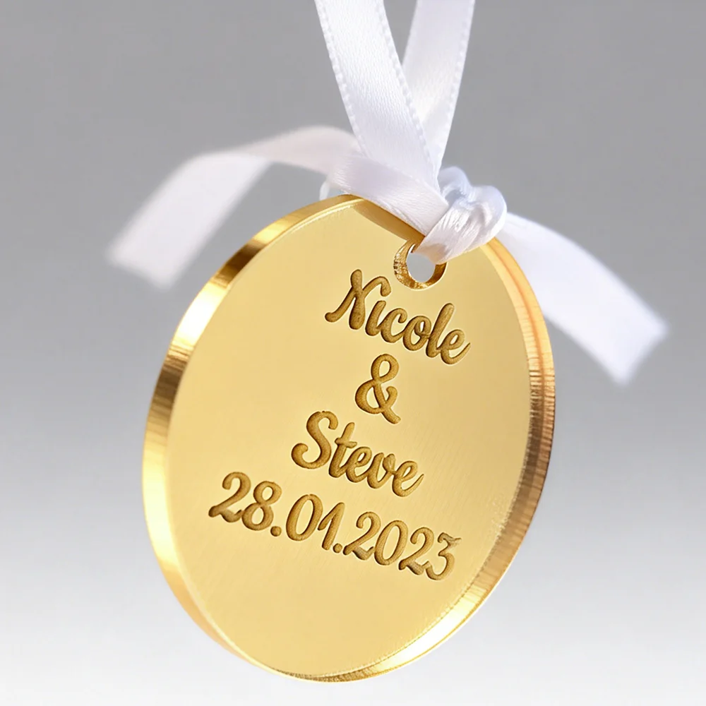 Étiquettes acryliques personnalisées gravées au Laser pour invités de baptême, étiquettes de remerciement, fournitures de fête d'anniversaire, étiquettes cadeaux personnalisées pour invités, 10 pièces