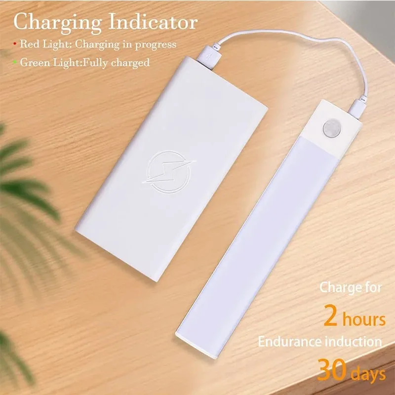 Under Cabinet Lights LED Motion Sensor Night Light Thin Rechargeable Dimmable Lamps Kitchen Cabinet Bedroom Wardrobe Lighting