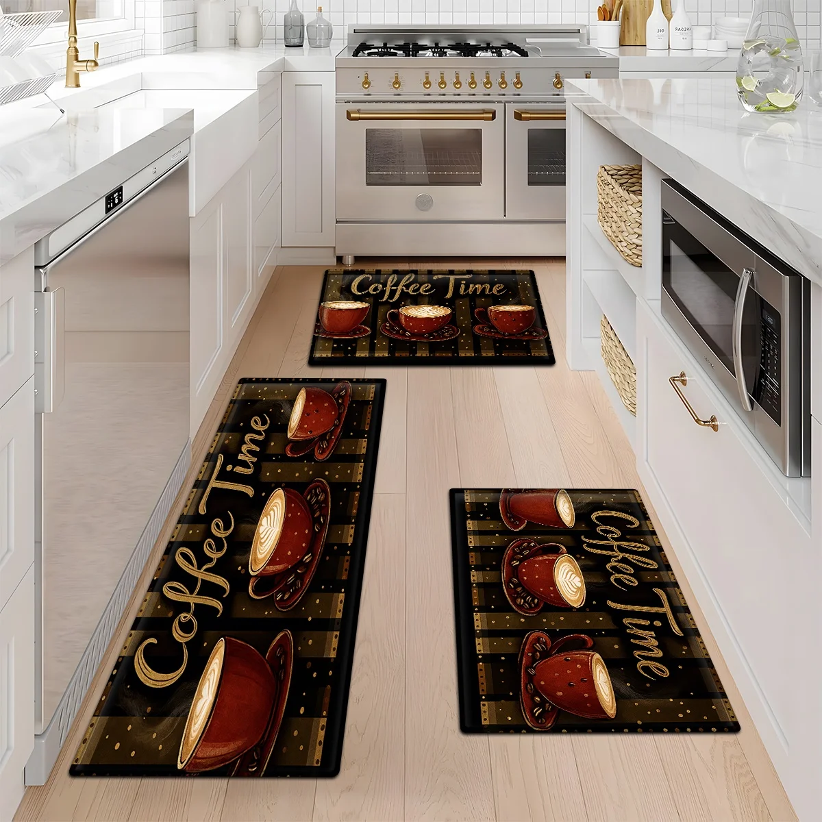 Coffee Time 1/2/3pcs Set Area Rug Kitchen Dining Comfy Bedside Floor Mat Front Door Carpet Patio Corridor Living Sofa Side Art