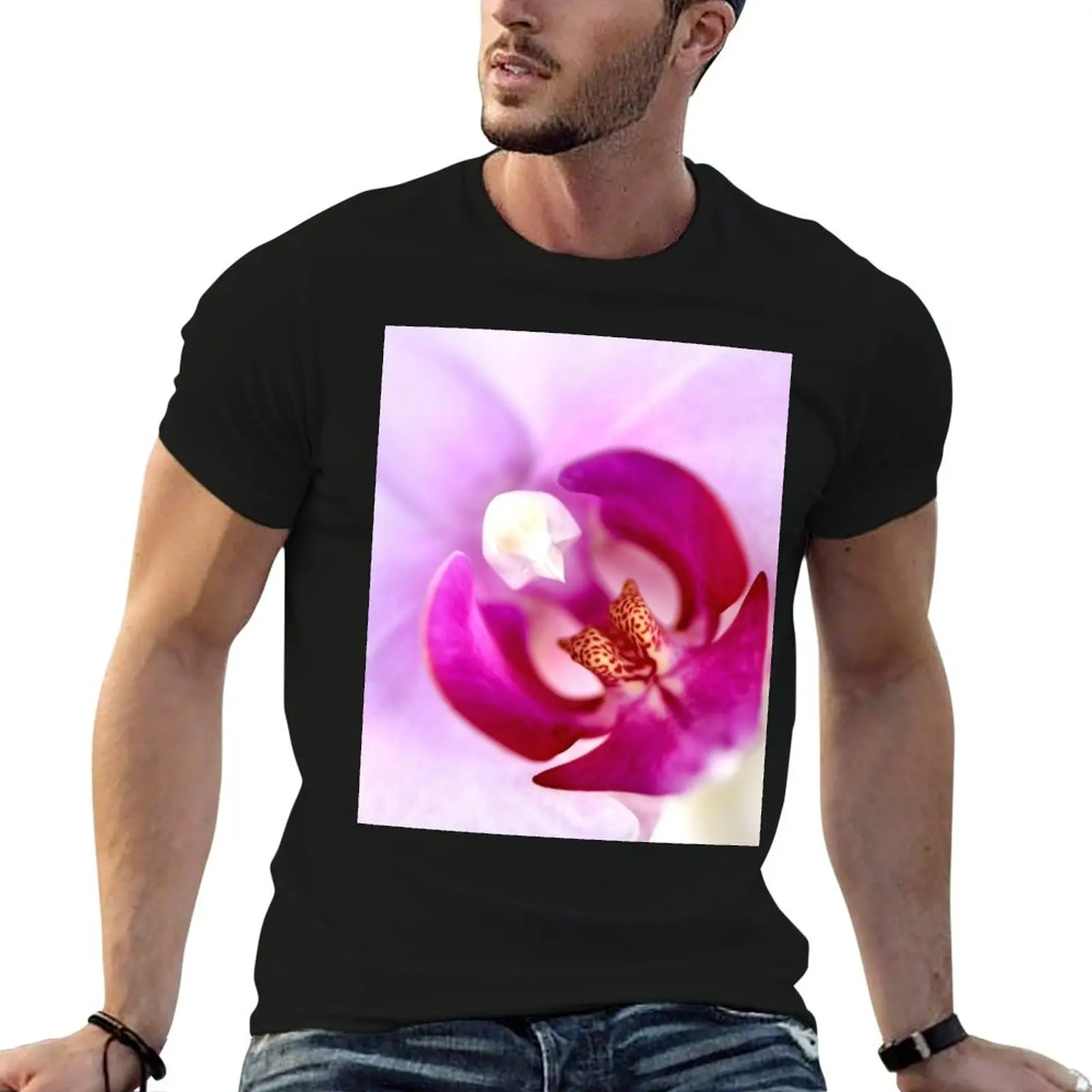 

Pink Moth Orchid Center SQ T-Shirt hippie clothes rapper graphic tees graphic t shirts summer top Men's t-shirt