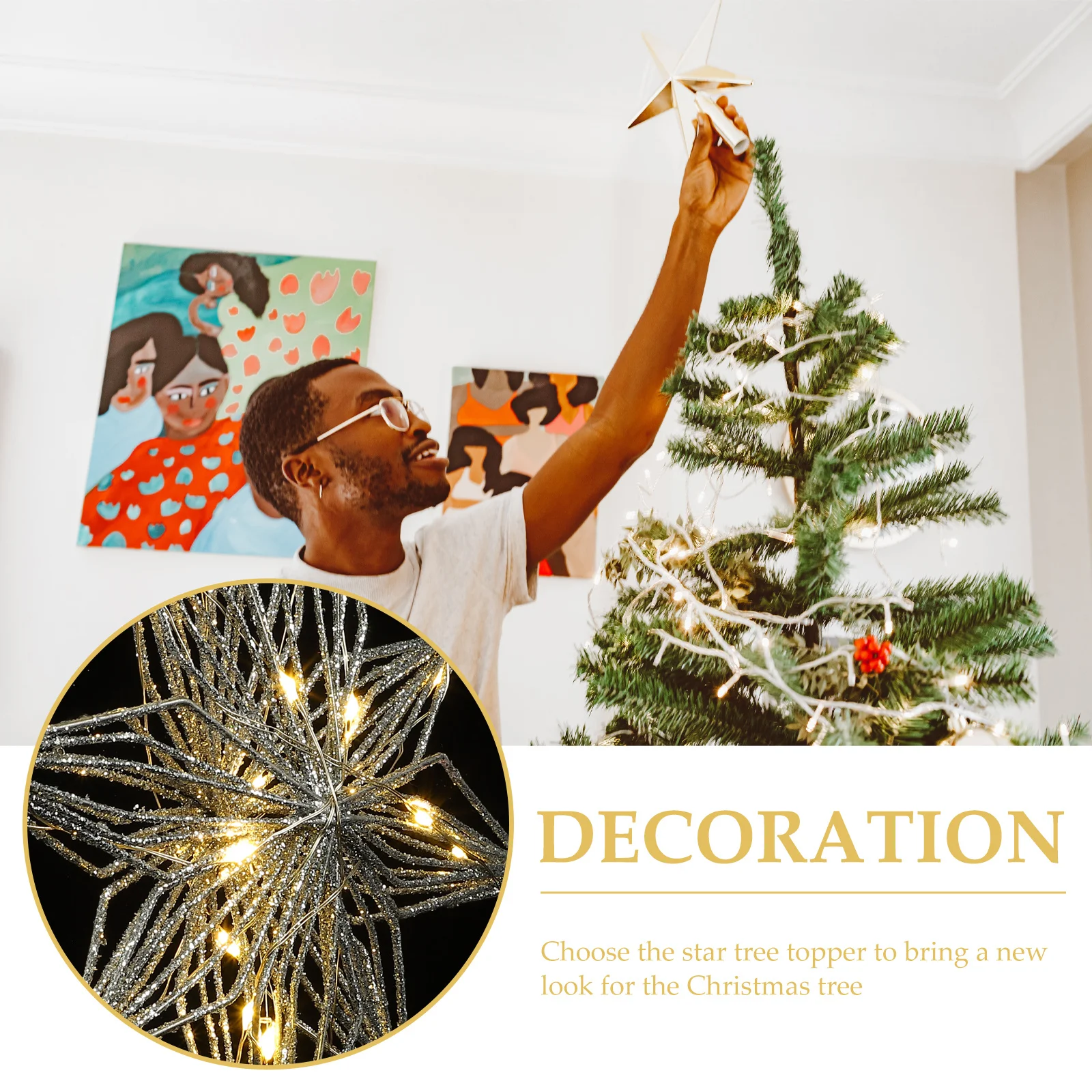 

Christmas Tree Topper Lighted Star Glowing Xmas Tree Decoration Decorative Holiday Season Ornament Xmas Star Treetop