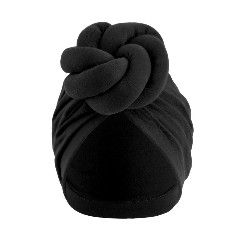 Women\'s Fashion Turbans New Large Plate Flower Knotted Turban Cotton Chemo Cap Headscarf Beanie Hat Headwear Turbante Mujer