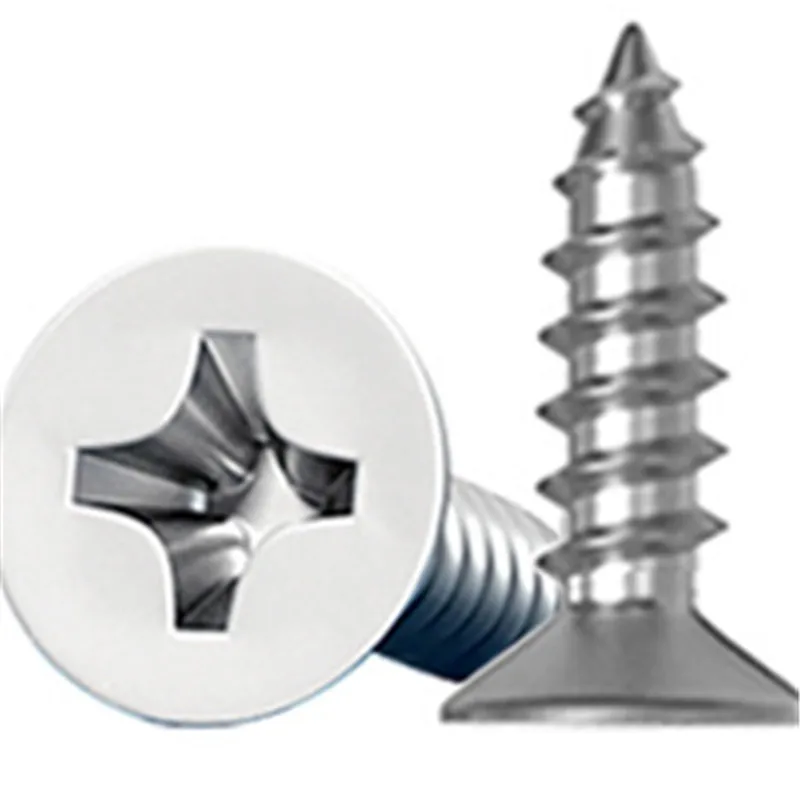 

5/10Pcs M4 Stainless Steel Cross Countersunk Head Screws, Extended Flat Head, Self-Tapping Long Wood Bolts.