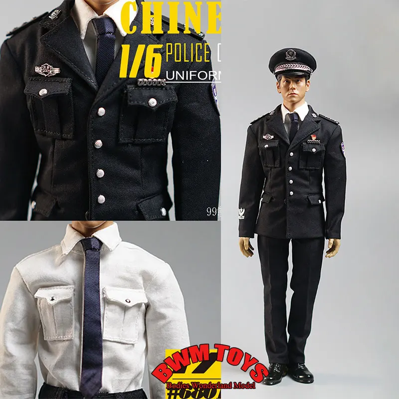

(No Figure) 1/6 Scale Male Soldier Chinese Police Uniform White Shirt Straight-leg Pants With Shoes For 12'' Action Figure Doll