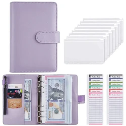 Notebook A6 PU Leather Budget Binder Notebook Cash Envelopes System With Binder Pockets for Money Budget Saving Bill Organizer