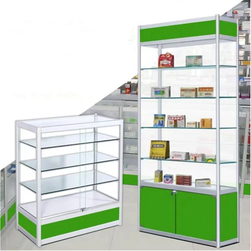 

custom，Customized Medical Retail Pharmacy Store Glass Showcase Pharmacy Shop Interior Counter Design Furniture