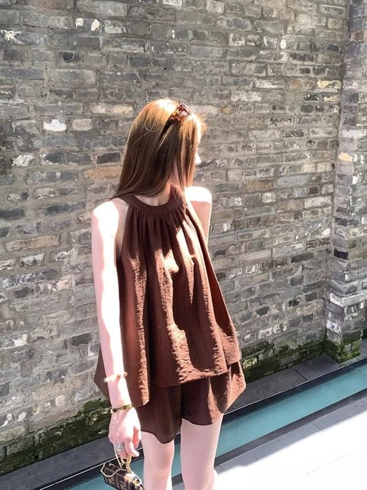 Conjuntos curtos com ombro de fora para mulheres, 2 peças, cor sólida, soltos, casuais, novos recursos de kit elegante combinando