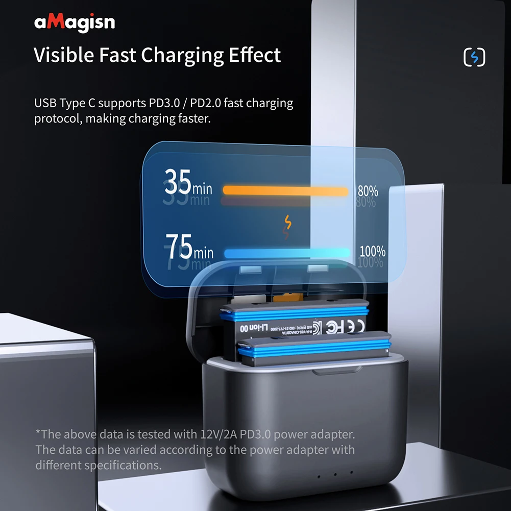 Чехол для быстрой зарядки USB Type C, портативное зарядное устройство для хранения аккумуляторов, мини-легкие аксессуары для аккумулятора Insta360 One X2