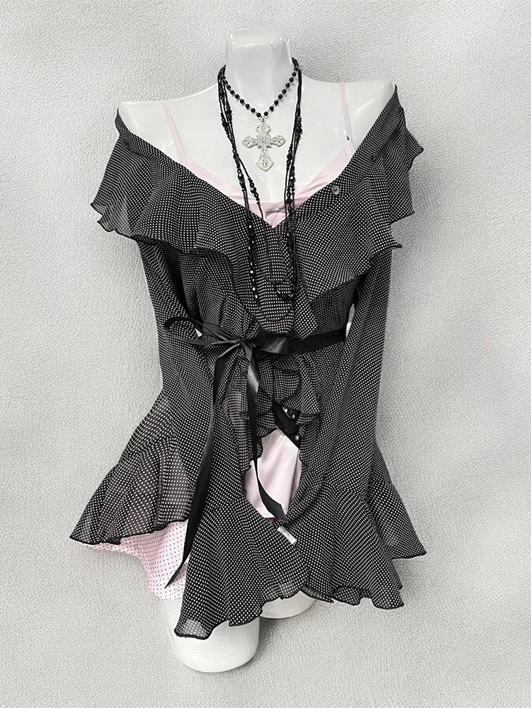 Setelan Pakaian Wanita Korea Gaya Vintage Musim Panas, Cardigan Panjang Terbuka dengan Tali, Rok, dan Kaos