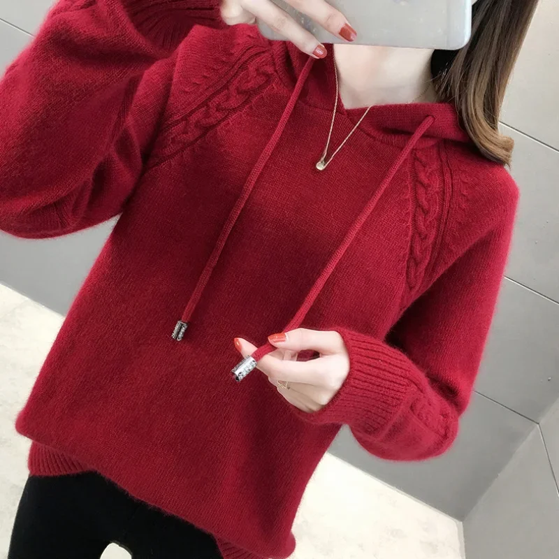 2024 New Arrival Cozy and Casual Solid Color Cardigan with Hood for Women Loose Fit Sweater for Women for  Autumn and  Winter