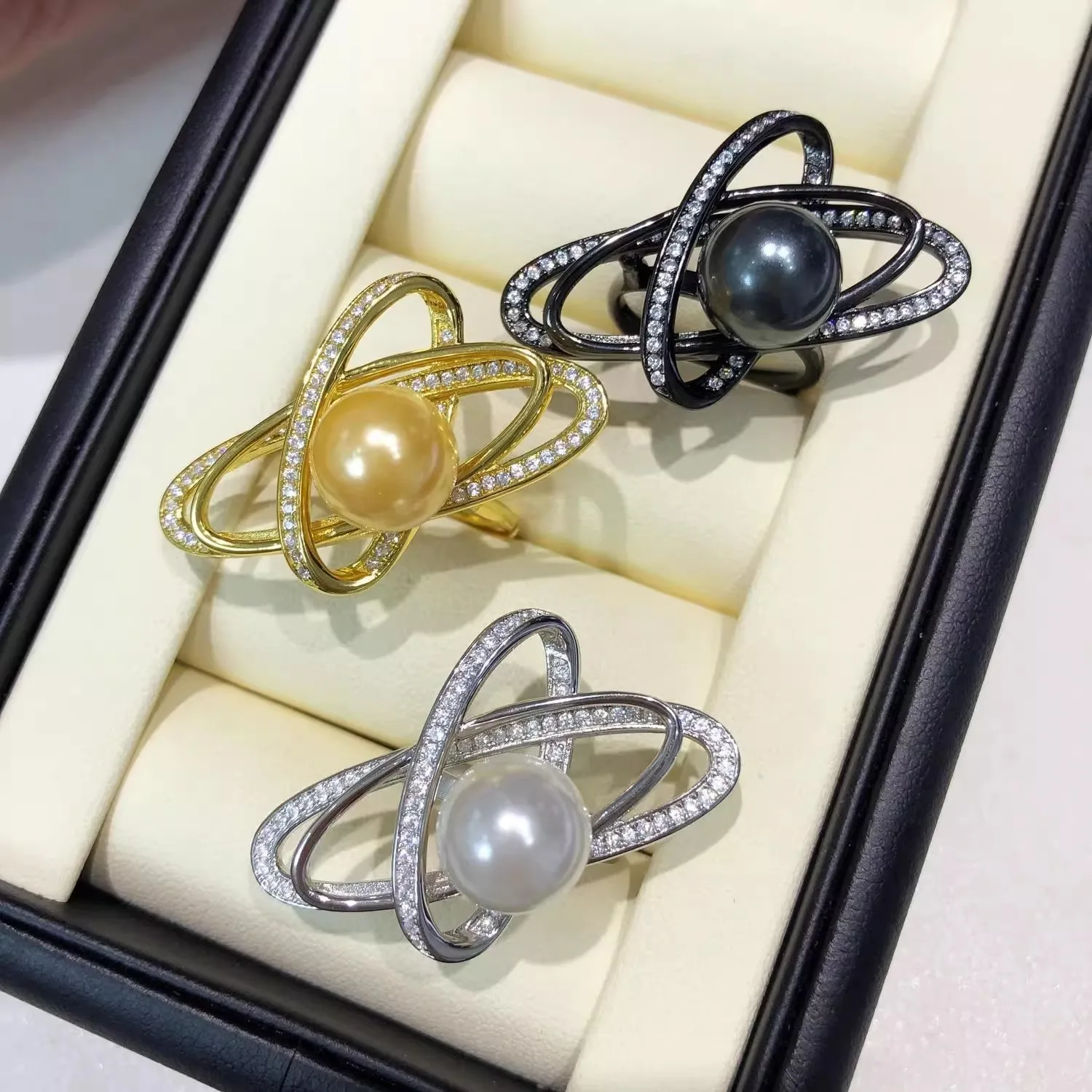 

MeiBaPJ 10 мм кольцо с пресноводным жемчугом и звездами, модное кольцо-держатель, сделай сам, серебро 925 пробы, изысканные свадебные украшения для женщин