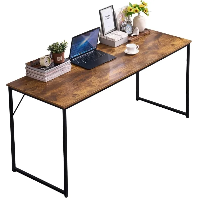 

Computer Desk, Home Office Study Student Desk with Metal Frame, Modern Minimalist Style Desktop, Folding Table Simple