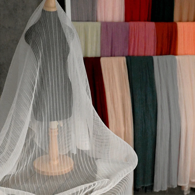 1meter Fashion Mesh Pleated Gauze Lace Cloth Fabric Perspective Wedding Dress Skirt Summer Cloth Handmade Tulle Net Fabric