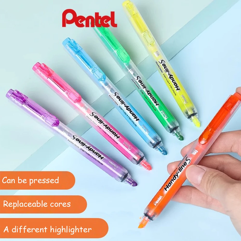 

1pcs Japan Pentel Highlighter Pen Press The Moving Model Replaceable Core Notebook Drawing Marker Pen Color SXS15 Art Stationery