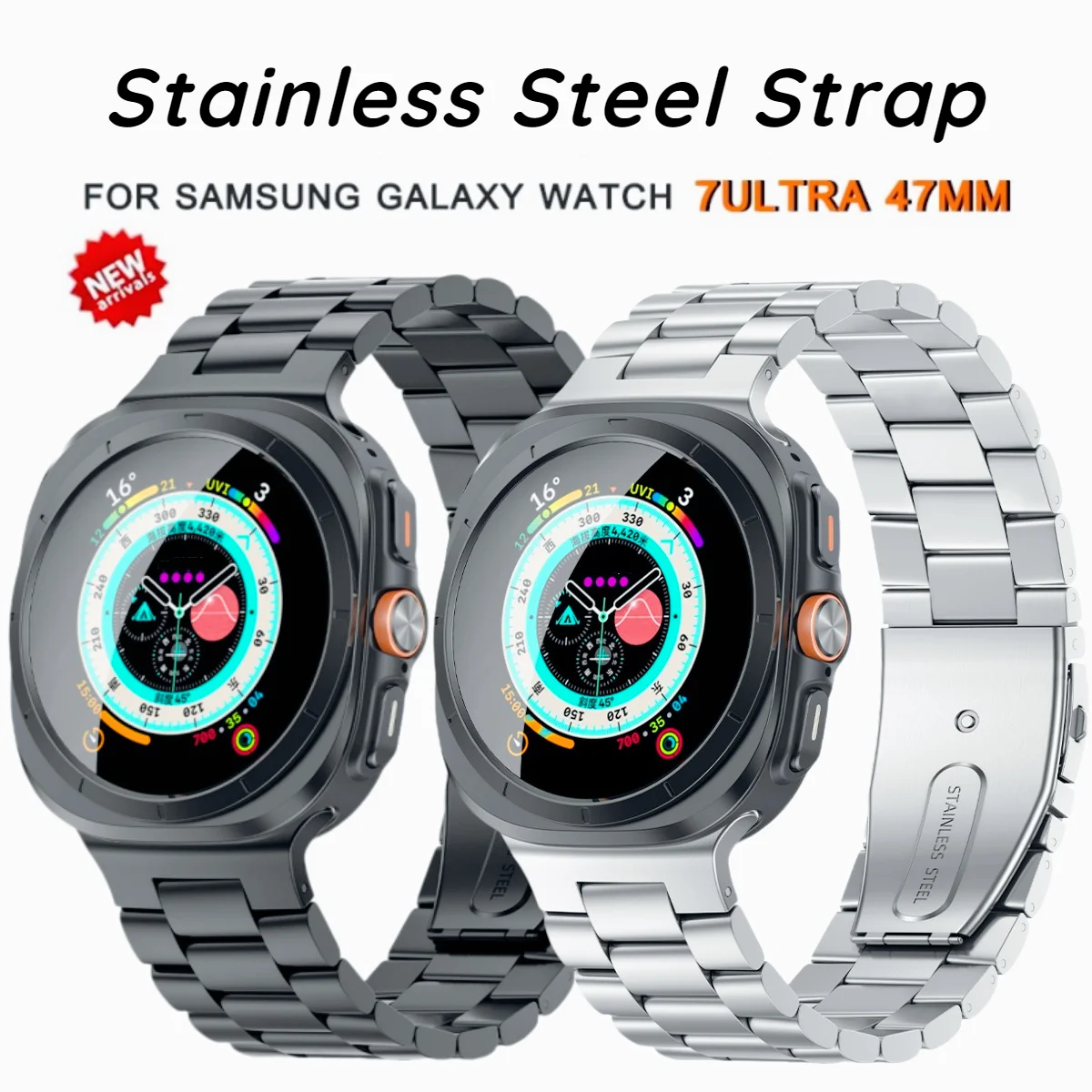 

Stainless Steel Luxury Band for Samsung Galaxy Watch 7 Ultra 47mm Bracelet ULTRA7 47MM Strap Watchband Curved End No Gaps Correa