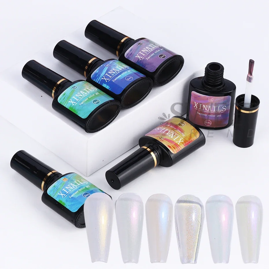 8ml Aurora Top Coat Gel Nail Polish Iridescent Pearl Effect Top Coat Long Lasting Manicure Soak Off UV Nail Gel Manicure Varnish