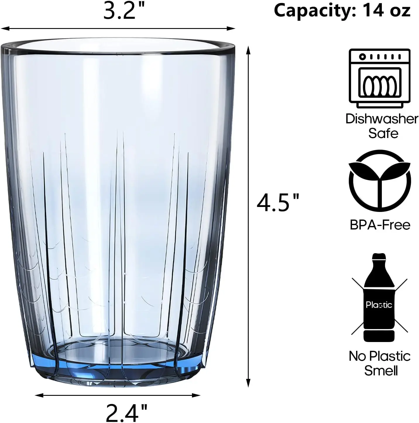 Unbreakable cup tumbler plastic,Set of 6 Reusable Acrylic Drinking Cups,Stackable Beverage Tumbler for Juice,Lemonade,Ice Coffee