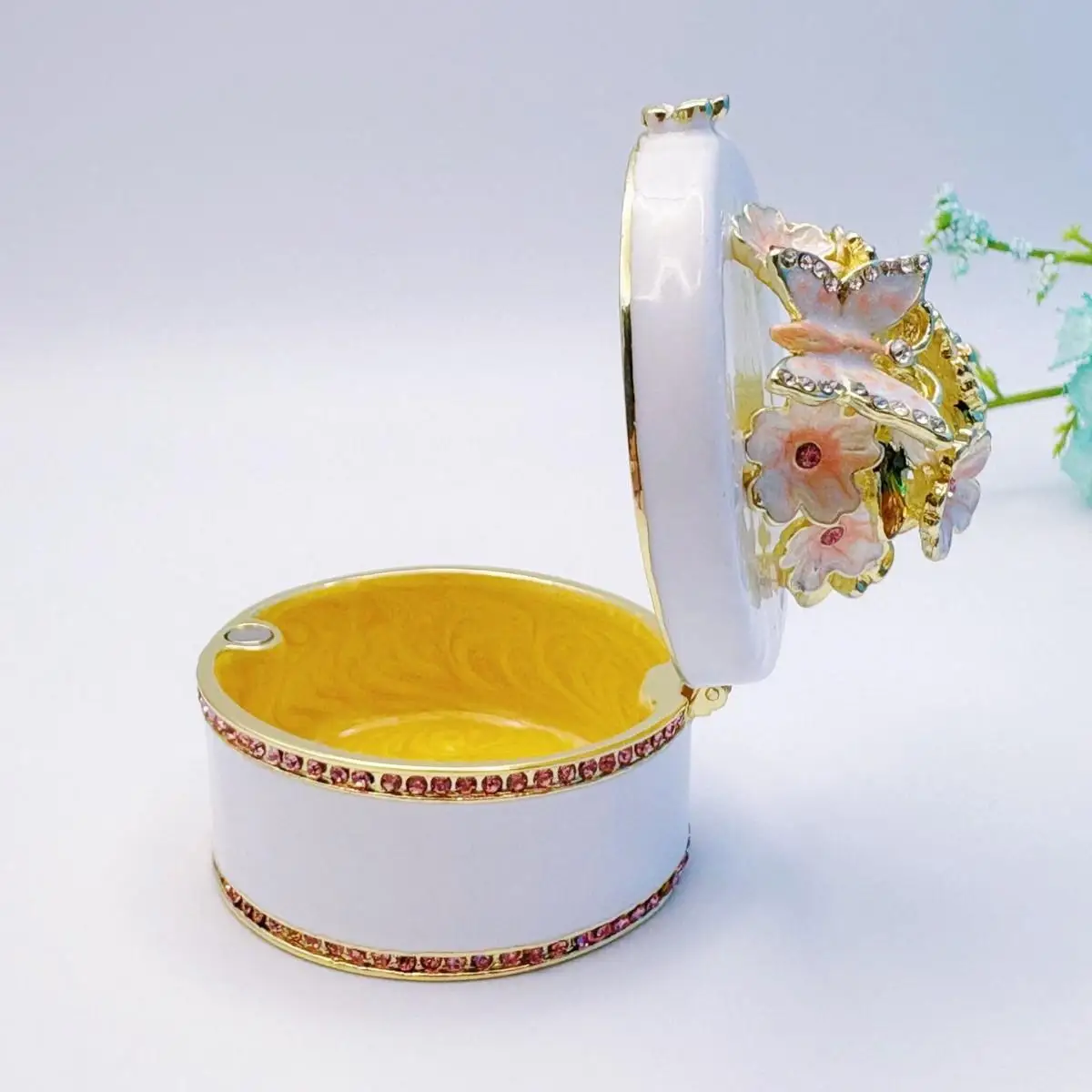 Japanese-style Diamond-encrusted Cherry Blossom Jewelry Storage Box - Luxury Minimalist Earrings, Ring Accessories Gift Box