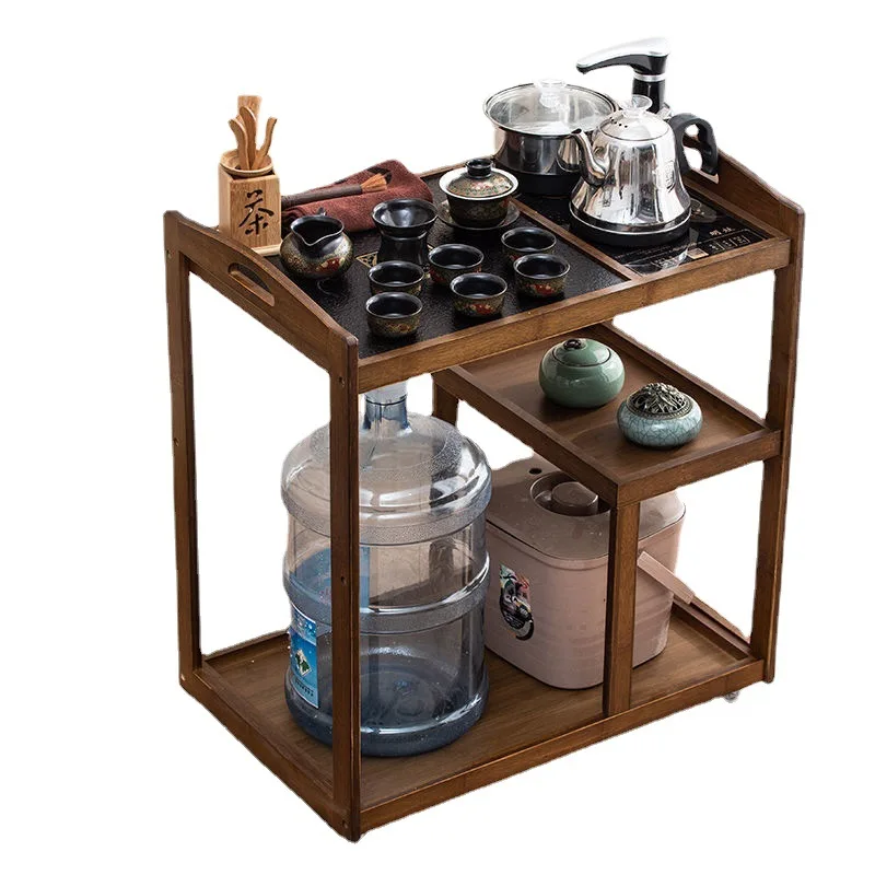 movable  cart small cabinet coffee table kung fu tea set automatic kettle set Chinese coffee table