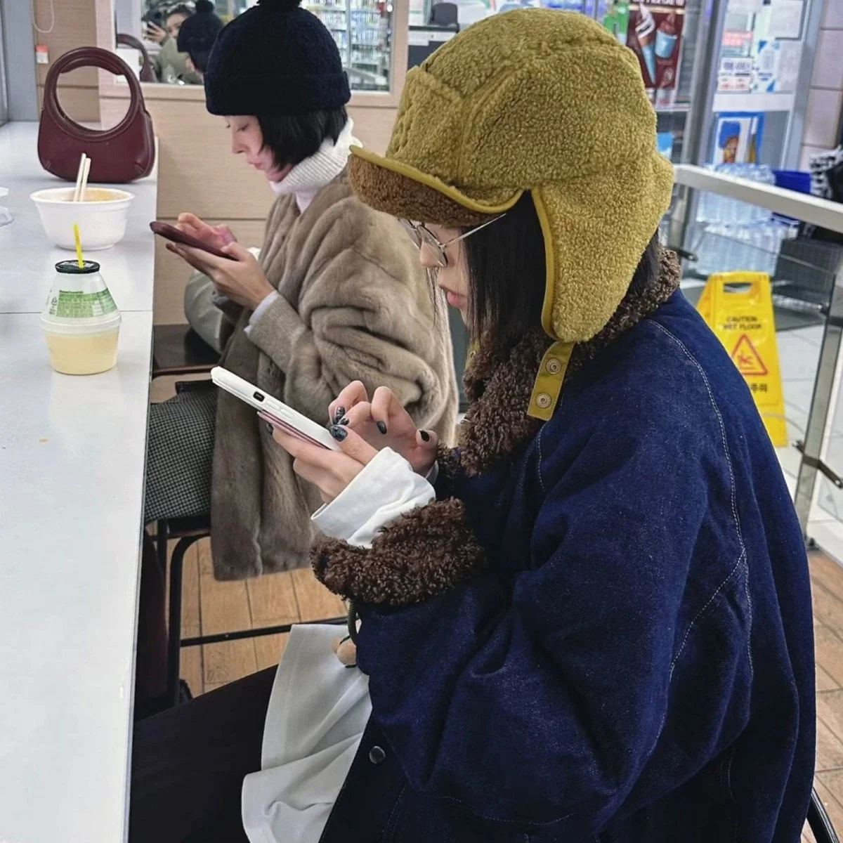 Autumn and Winter Adult Plush Ear Protection Cap Lamb Wool Pilot Cap Warm Ear Protection Cap Outdoor Cold-proof Ski Riding Hat