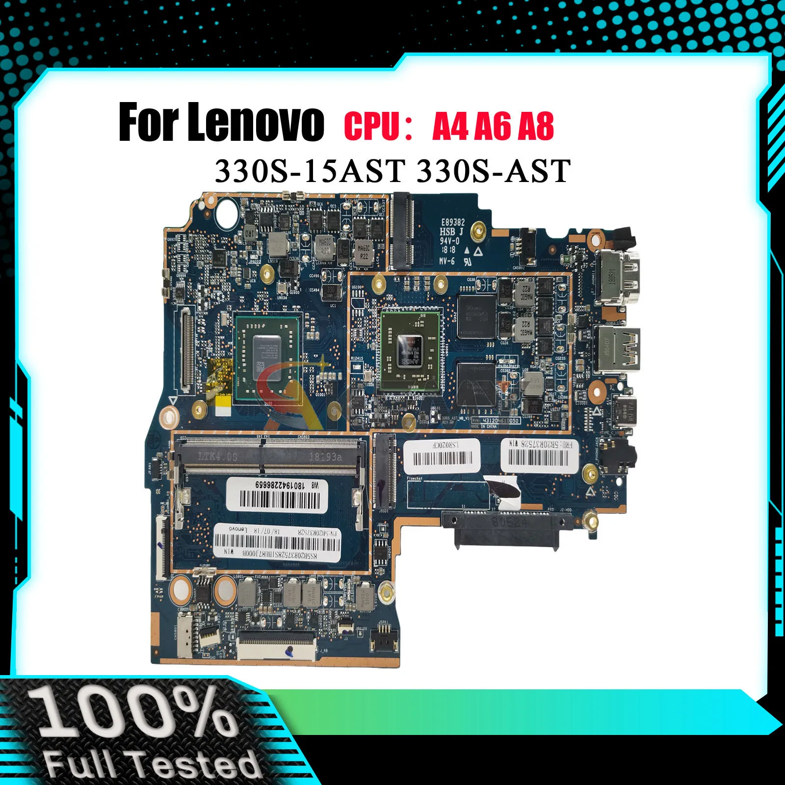 

Материнская плата для ноутбука 330S-15AST для Lenovo Ideapad 330S-15AST с процессором AMD A4 A6 A9 R530 2 ГБ графического процессора 4 ГБ ОЗУ 100% полностью протестирована