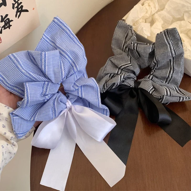 Fashion Design Square Denim Exaggerated Large Scrunchies Hair Accessories 2024 Personality Female Ponytail Hair Band Headwear