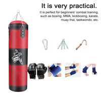 Boxing Bag 4ft Unfilled Heavy Punching Bag Sparring Training Sandbag with Gloves Hand & Wrist & Ankle Guards Chain Ceiling Hook