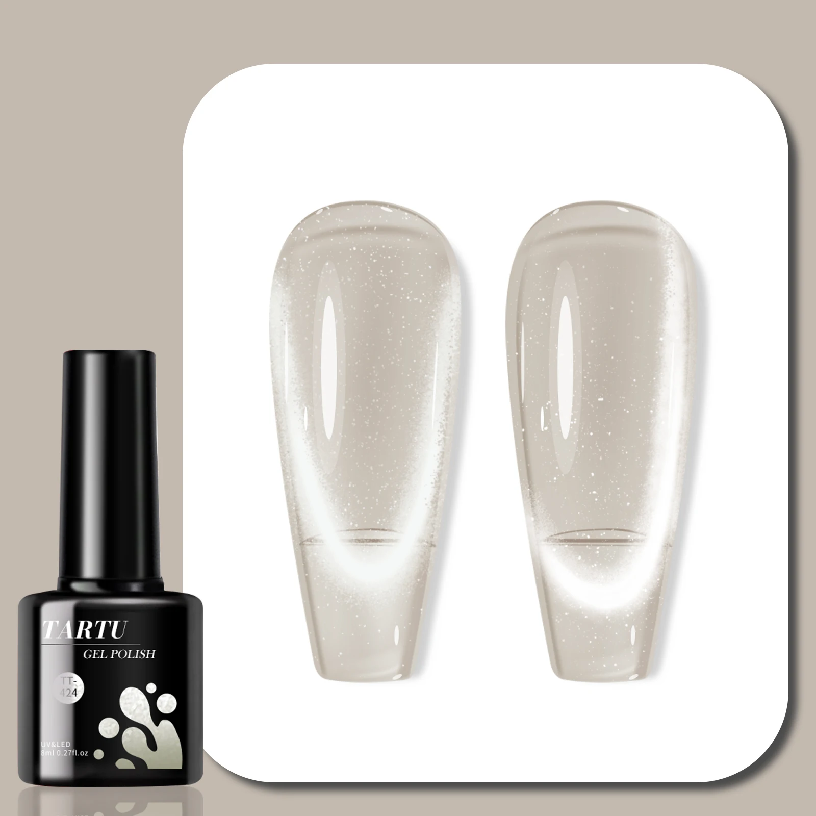 8 ml Grijze Cat Eye Gel Nagellak Doordrenkt LED/UV Langdurige Glitter Pailletten Holografische Glitter Nail Art thuis Salon Manicure