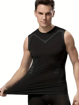 Sports vest men's summer ice silk quick drying thin fit fitness new running training tight top sleeveless 3