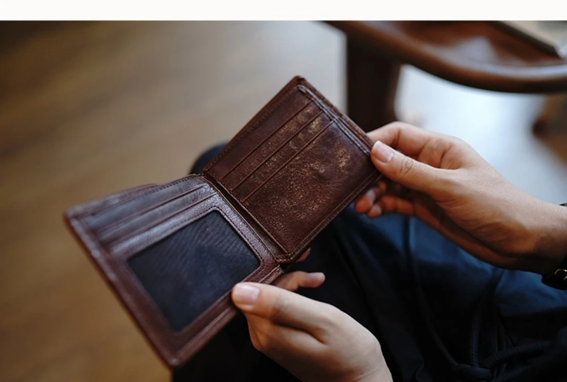 Vintage‑braided cowhide short‑style wallet with large‑capacity and multiple card slots, genuine‑leather billfold, birthday gift - view 5