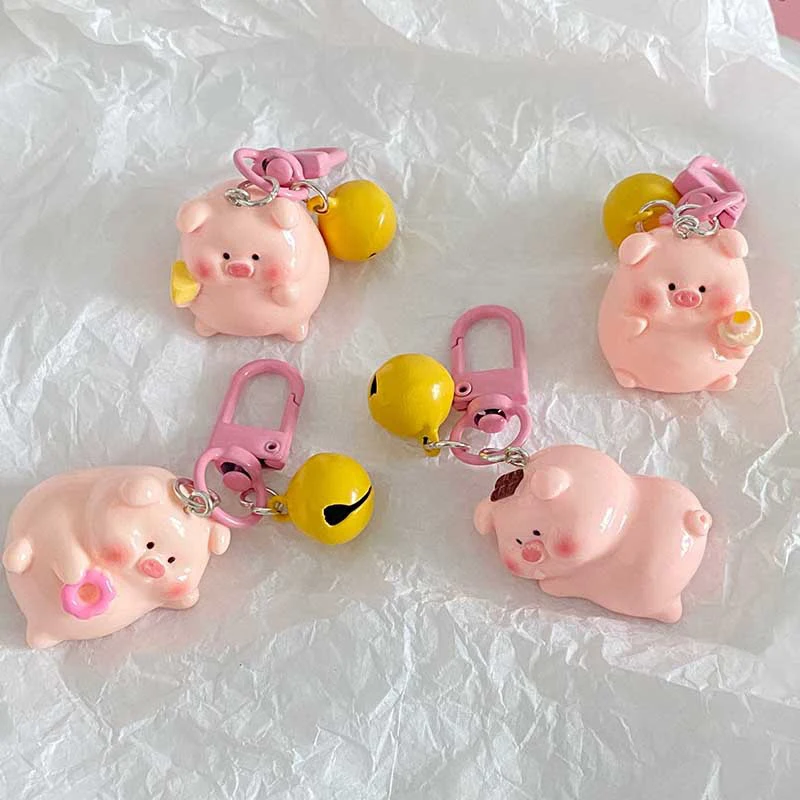 Cartoon Cute Three-dimensional Pig Pendant Keychain For Women Girls Bag Decoration Individualized Animal Keyrings Jewelry