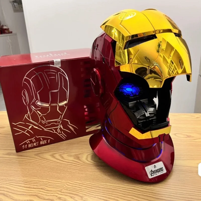 Iron Man 1:1 Helmet Mk5 Mk50 Avengers War Machine Cosplay Electric Open Close English Voice Remote Control Toys Christmas Gifts