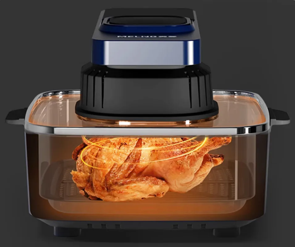 8L Air Fryer Visual Home New Intelligent Transparent Electric Frying Oven Full-Automatic Multifunctional Household Blue