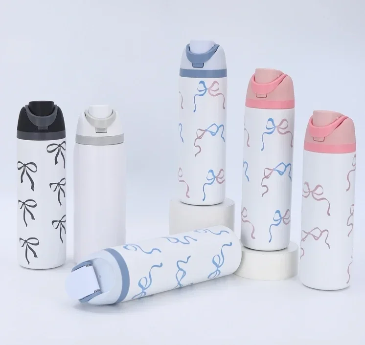 시크한 마카롱 컬러 더블 음료 컵, 손잡이가 달린 대용량 보온 병, 과일 음료를 상쾌하게 해주는 빨대, 신상