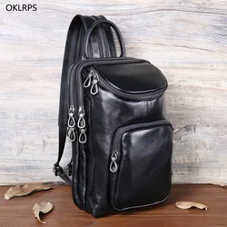 Bolsa de couro masculina, bolsa tiracolo casual, de camada superior, grande capacidade, mochila de tendência dupla