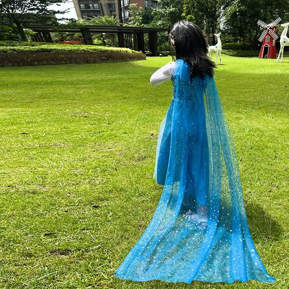 جديد الترتر بنات الأميرة كيب شبكة فستان أنيق الحلو كيب لطيف تأثيري فتاة تول عباءة الأداء التبعي #5