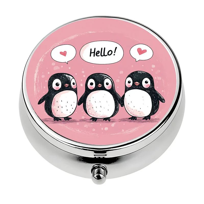 1 Mini Pill Box with 3 Compartments, Cute Penguin-Themed Mini Pill Box, Pill Storage Box, Unique Gift, Portable Travel Unique Gift