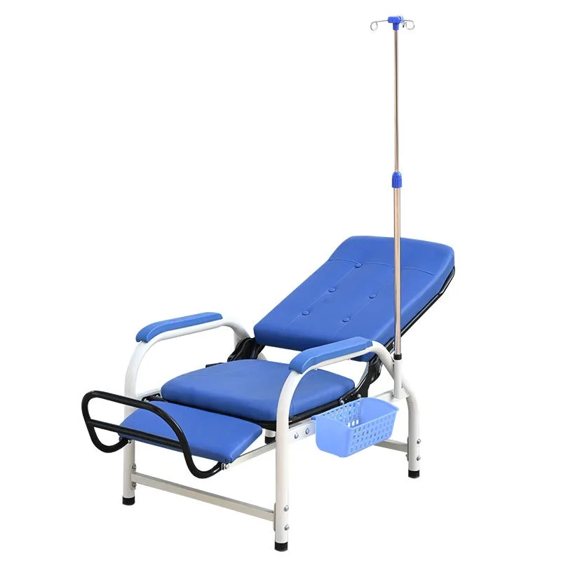 Comfortable Blue Leather Fabric Medical  Chair Anti-Slip Handrails Metal Linkage Breathable Design Hospital Use 150kg