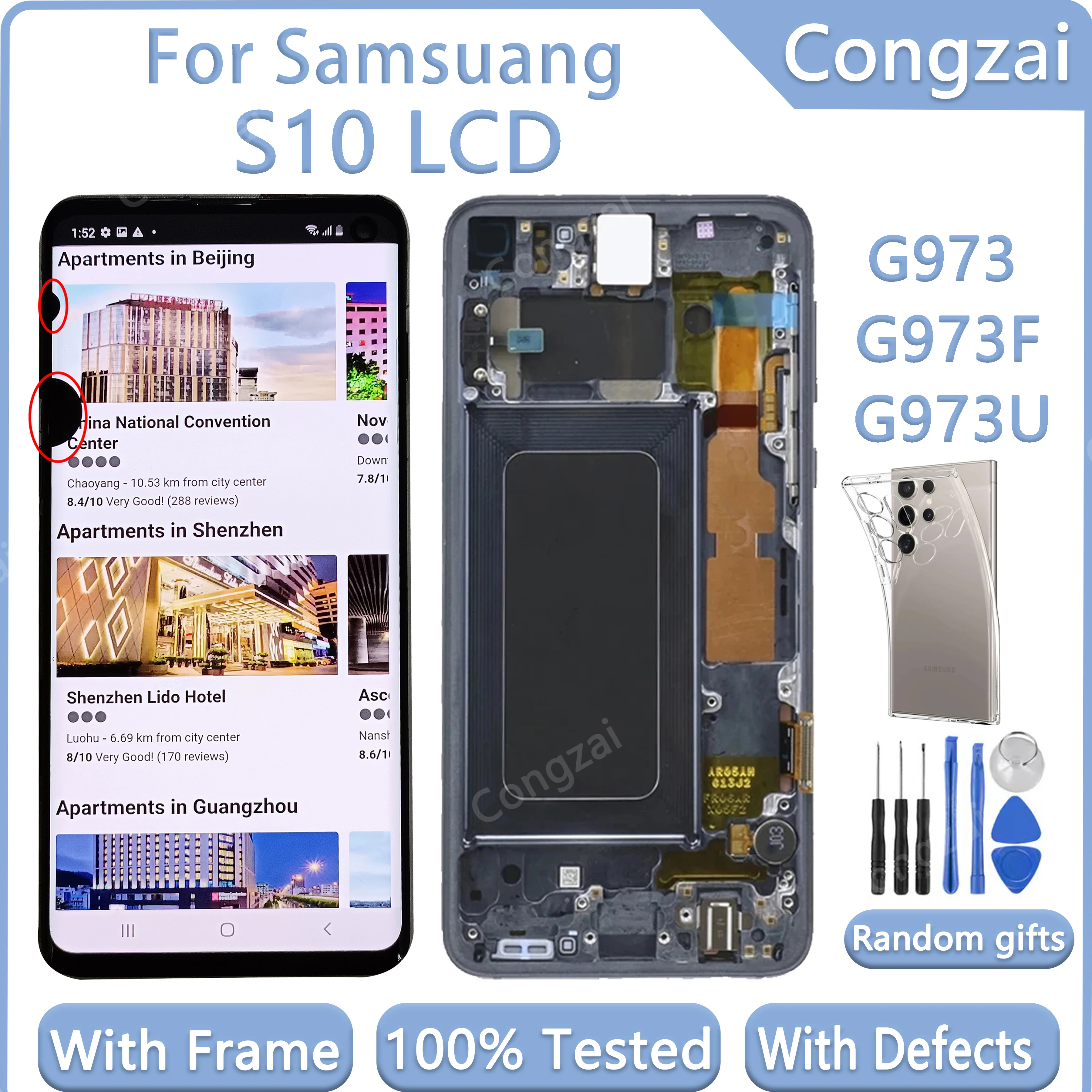 

6.1''AMOLED LCD Screen For SAMSUNG Galaxy S10 Lcd G973 G973F/DS G973U SM-G9730 With Touch Glass Display Digitizer Assembly